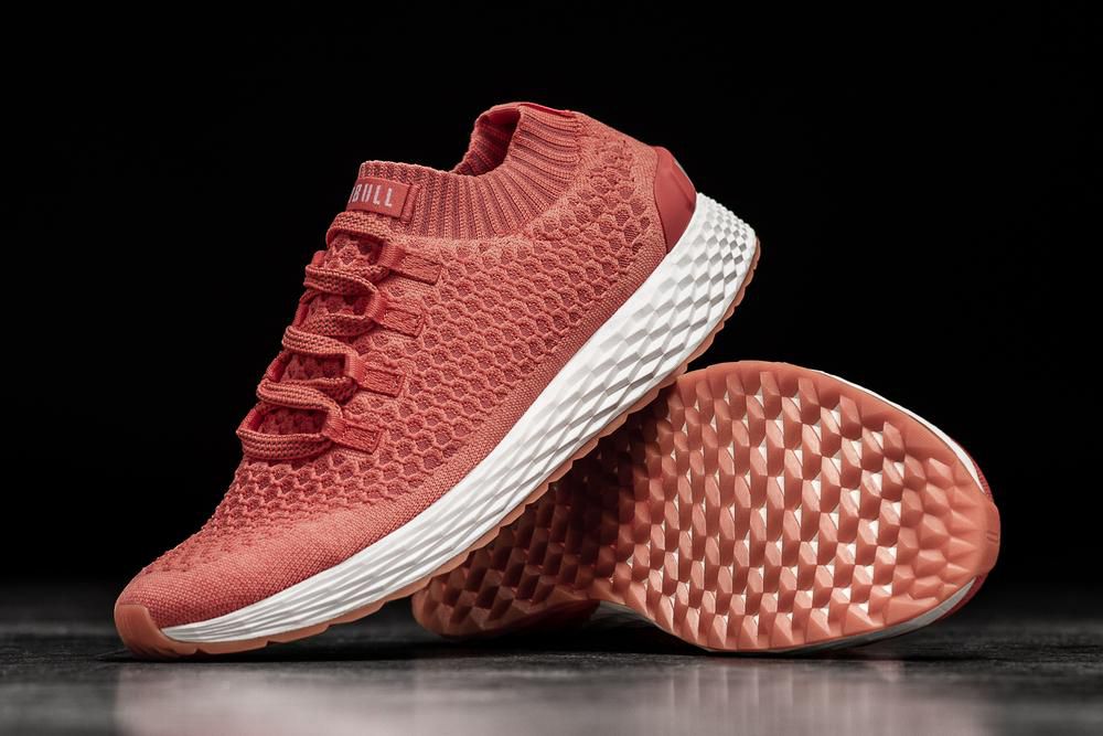 NOBULL Coral Knit Koşu Ayakkabısı Bayan - Mercan Kırmızı - Turkiye (QNZ-854209)